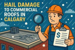 Hail damage to commercial roofs in Calgary inspection insurance claims repair options