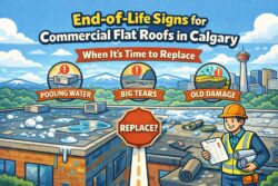 End of life signs for commercial flat roofs in Calgary when its time to replace
