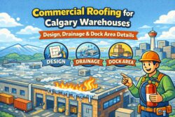 Commercial roofing for Calgary warehouses design drainage dock area details
