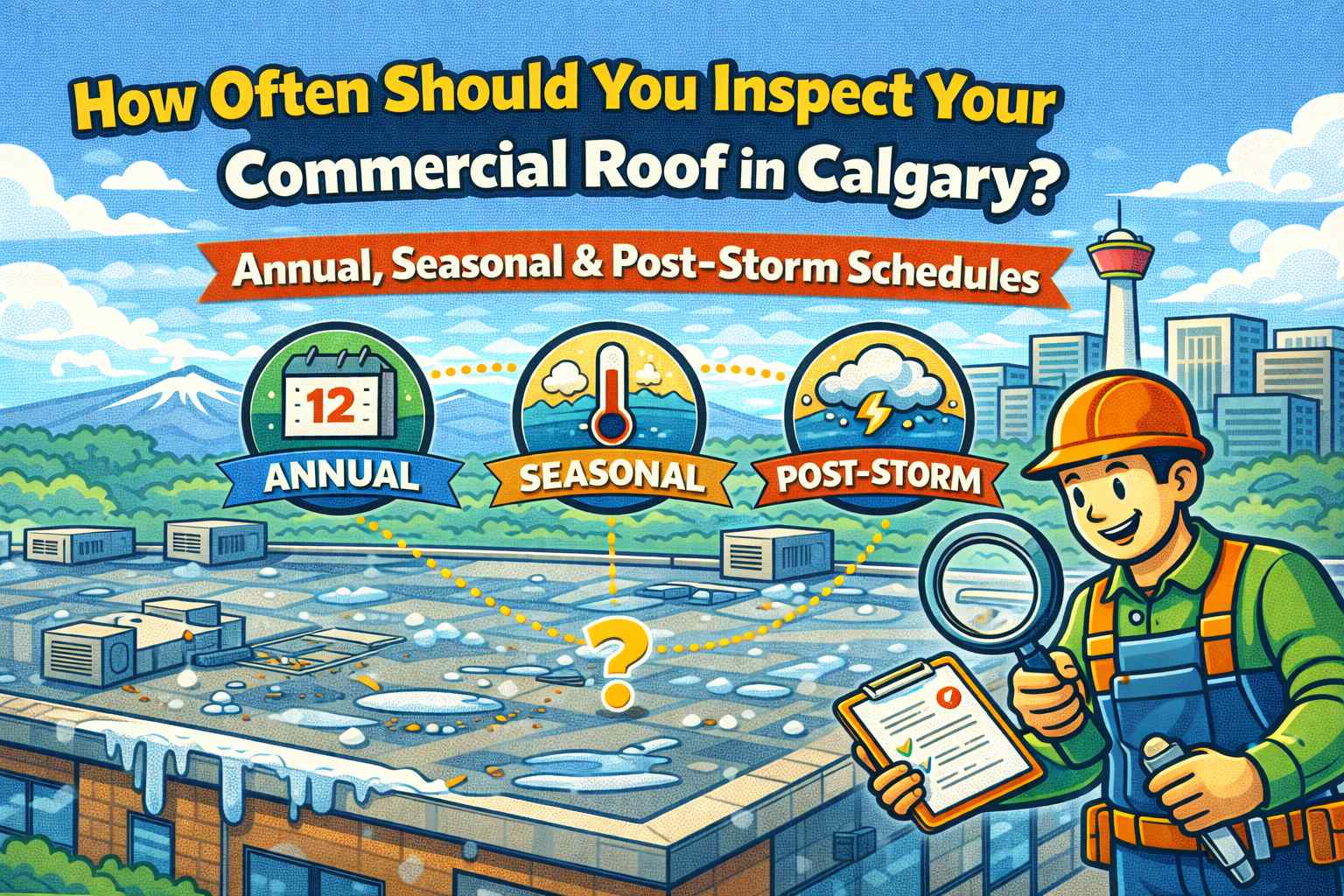 How often should you inspect your commercial roof in Calgary annual seasonal post storm schedules