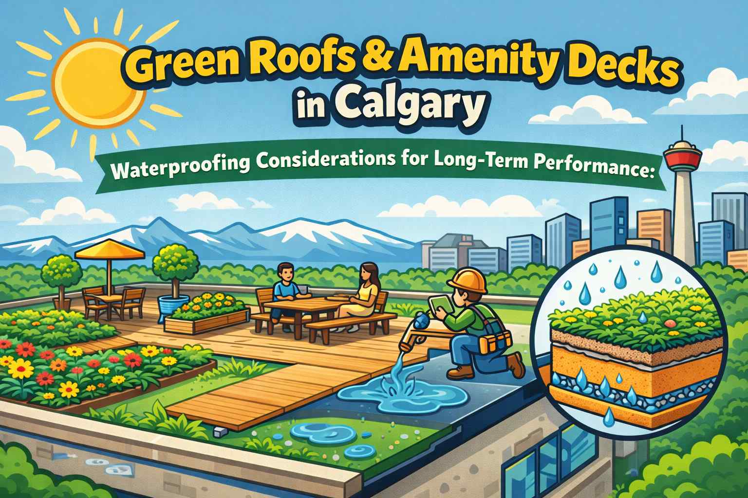 Green roofs amenity decks in Calgary waterproofing considerations for long term performance