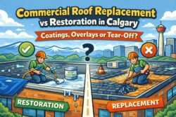 Commercial roof replacement vs restoration in Calgary coatings overlays or tear off