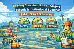 Roofing considerations for Calgary schools institutional buildings safety noise scheduling