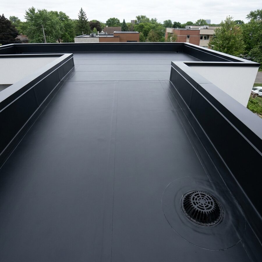 EPDM rubber commercial flat roof membrane in Calgary