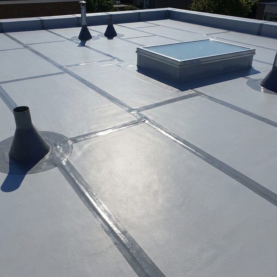 PVC commercial flat roof membrane in Calgary