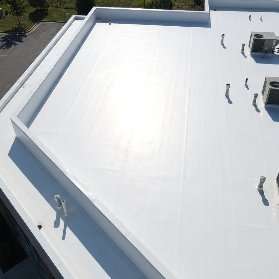 Commercial flat roof membrane replacement in Calgary